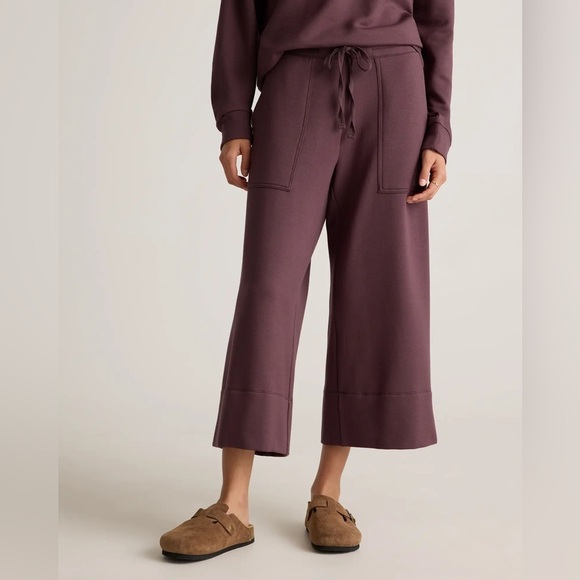 NWT Quince SuperSoft Fleece Cropped Wide Leg Pants - Picture 2 of 5